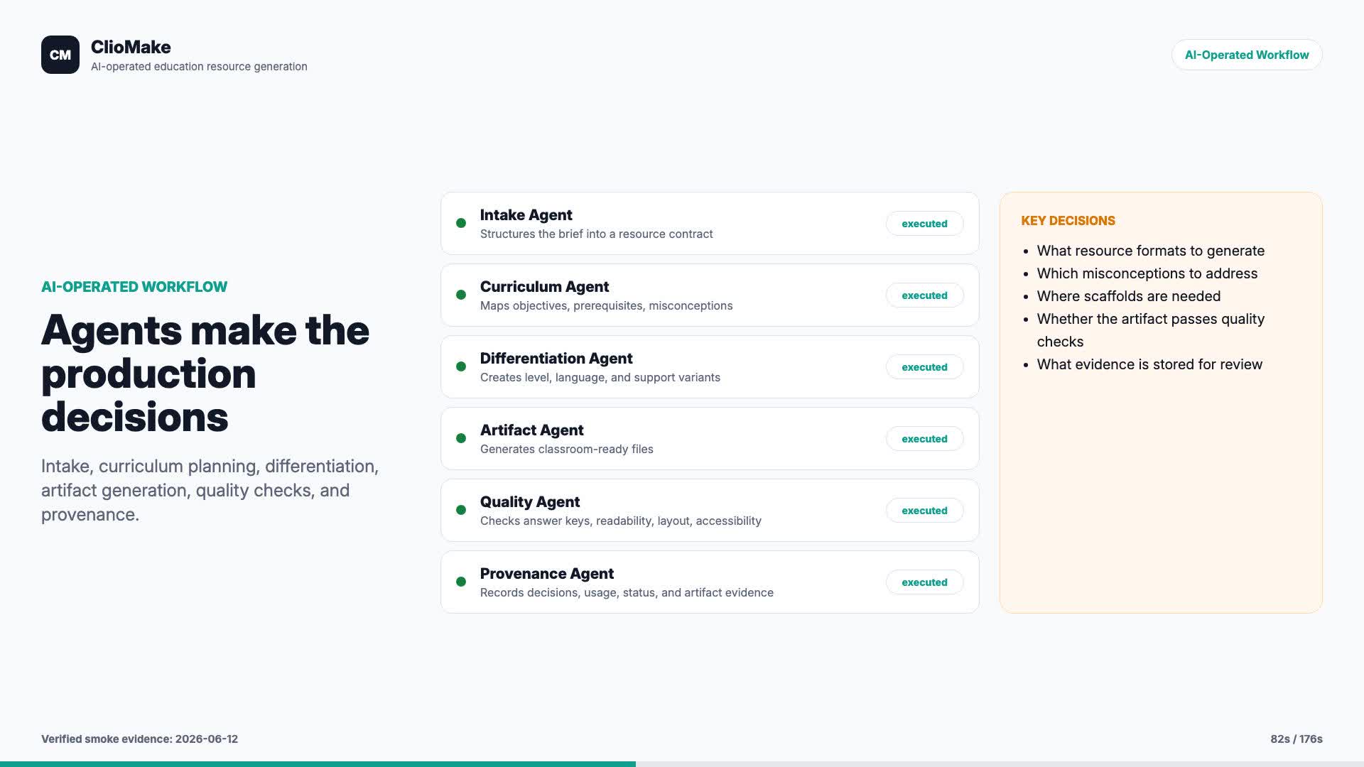 ClioMake agent workflow execution list