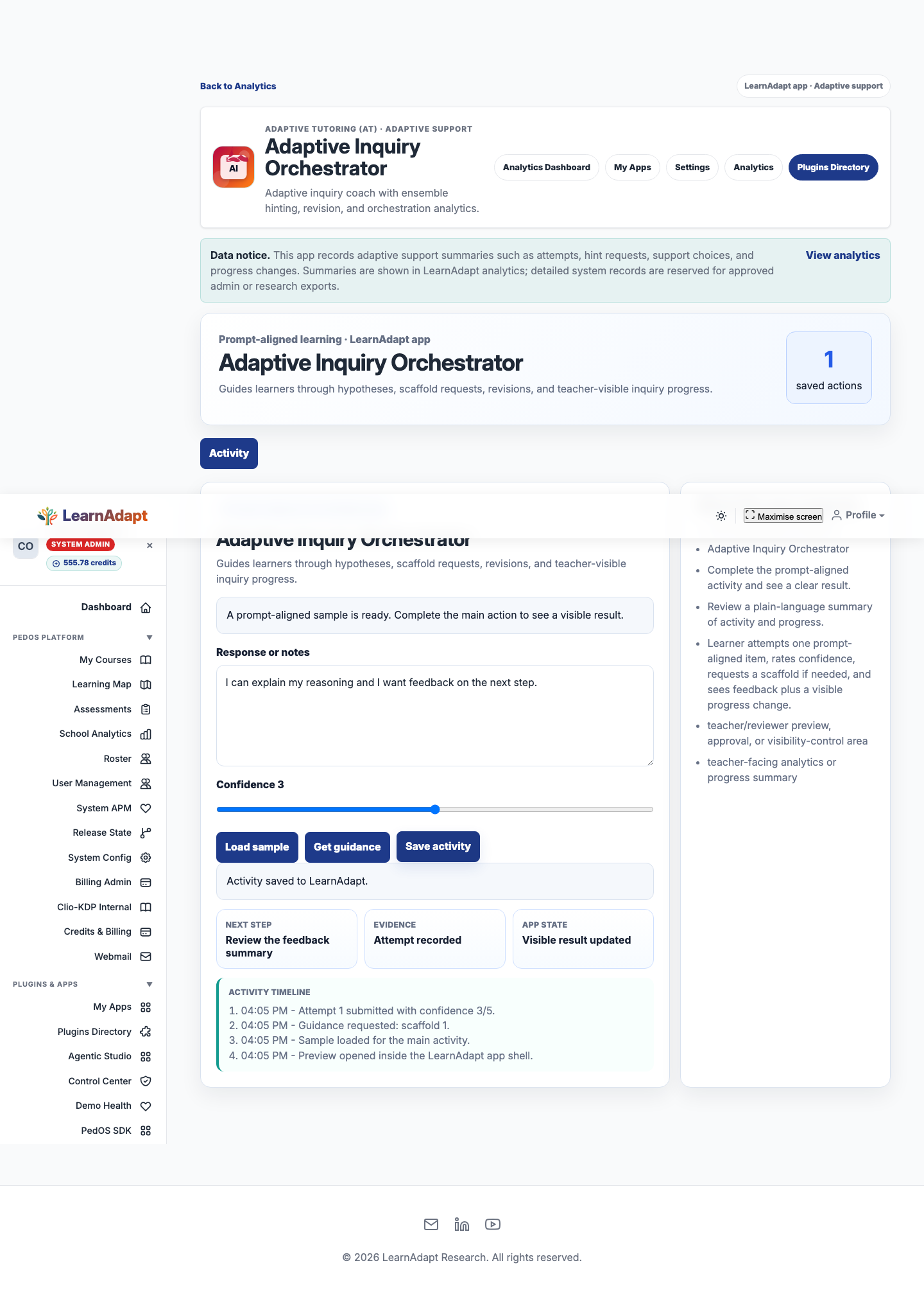 Adaptive Inquiry Orchestrator after a real installed-user interaction.