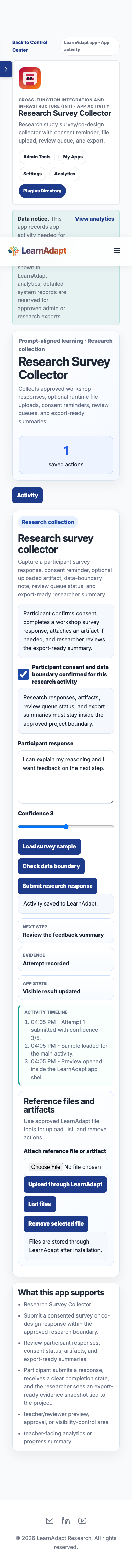 Research Survey Collector on a mobile-width installed view.